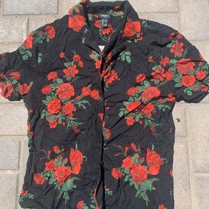 COPY - Black Button Up with Roses *NWOT*